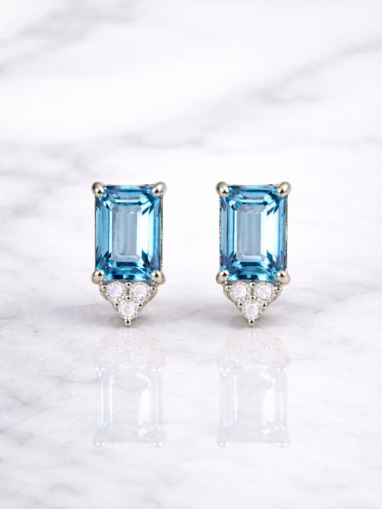 Jewelry - "Hopkins" Aquamarine Silver Earrings